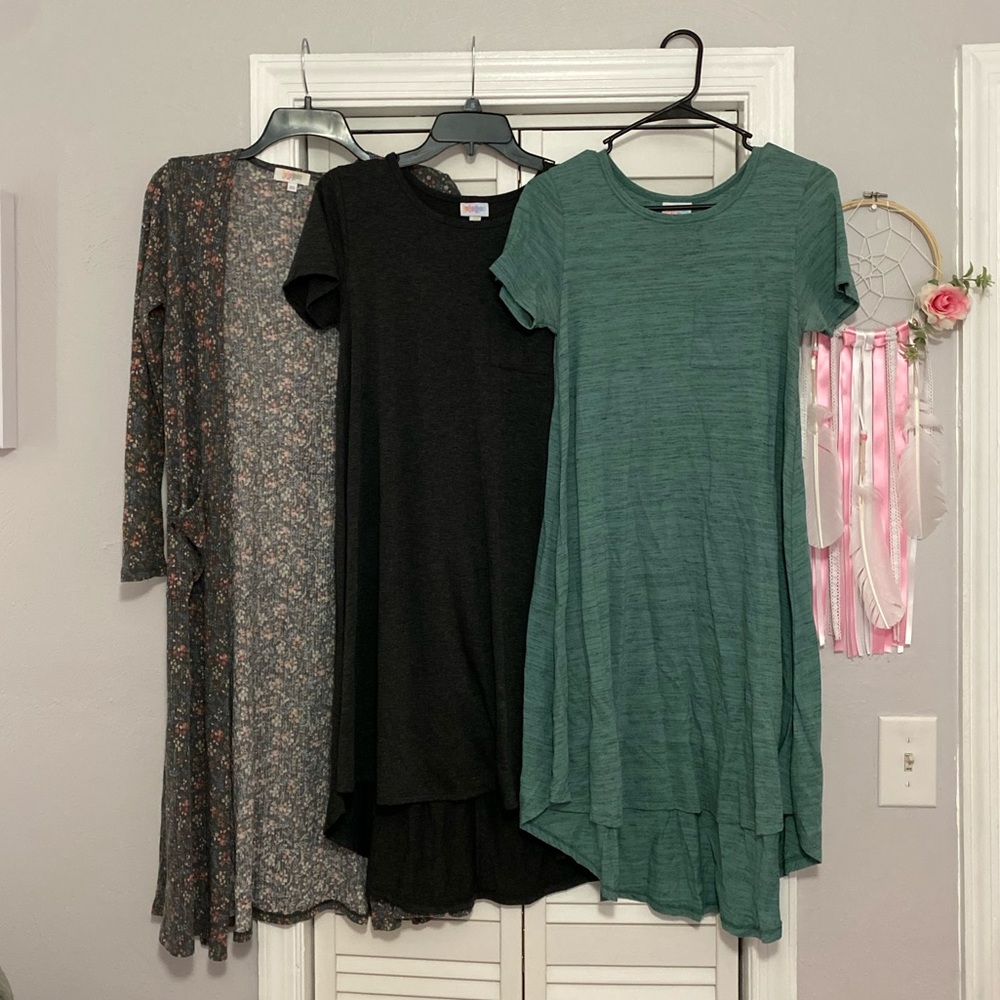 Lularoe Bundle! 2 Carly dresses & 1 Sarah duster